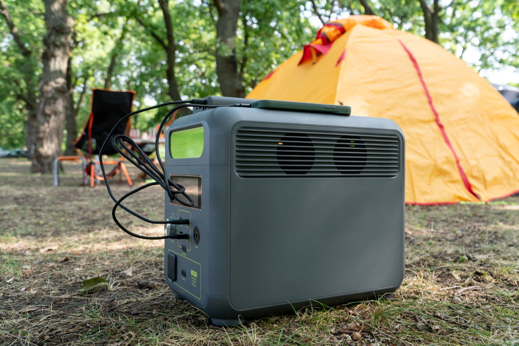 A portable power setup ready for use outdoors