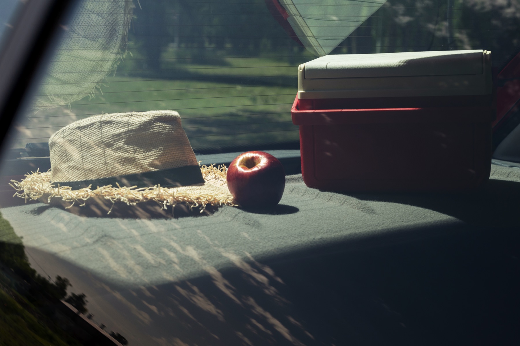 A portable fridge packed for a weekend trip