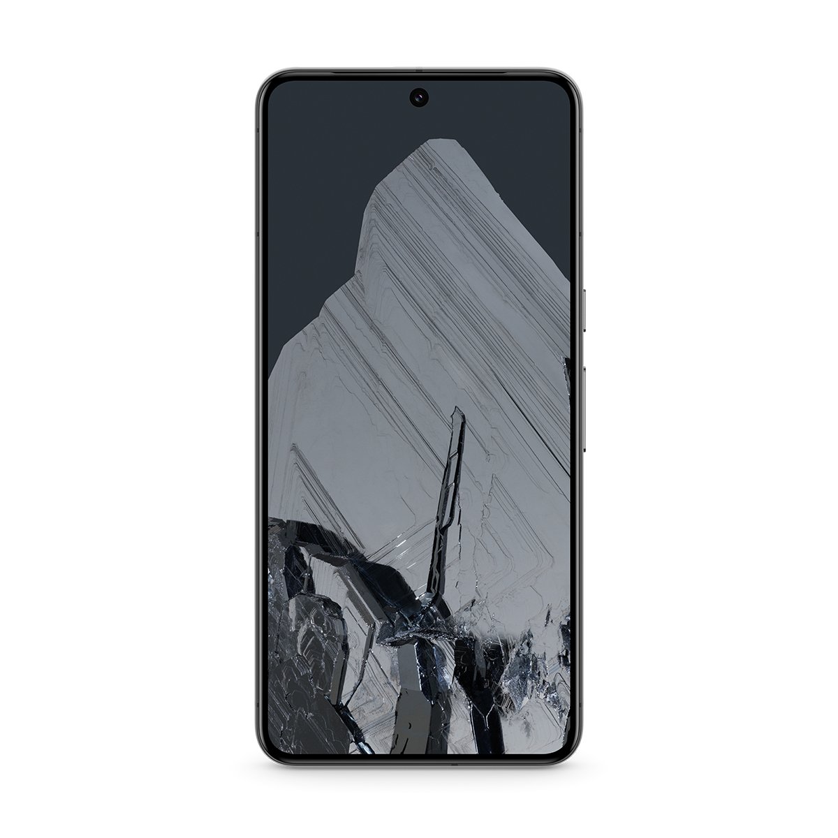 Google Pixel 8 Pro in Obsidian, vooraanzicht op een lichte achtergrond
