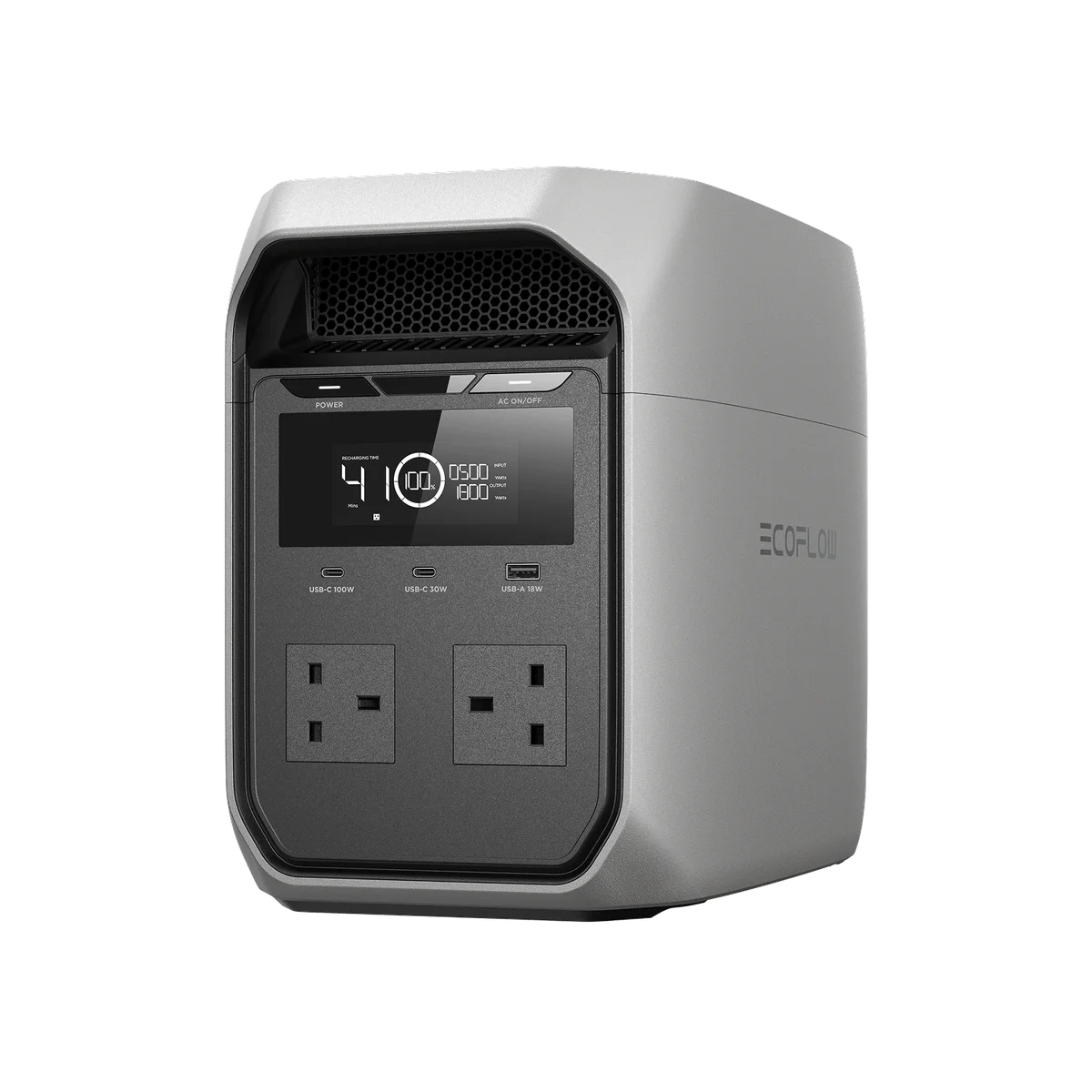 EcoFlow DELTA 3 Classic — Manufacturer gallery model illustration (UK-style outlets); delivered hardware may differ.