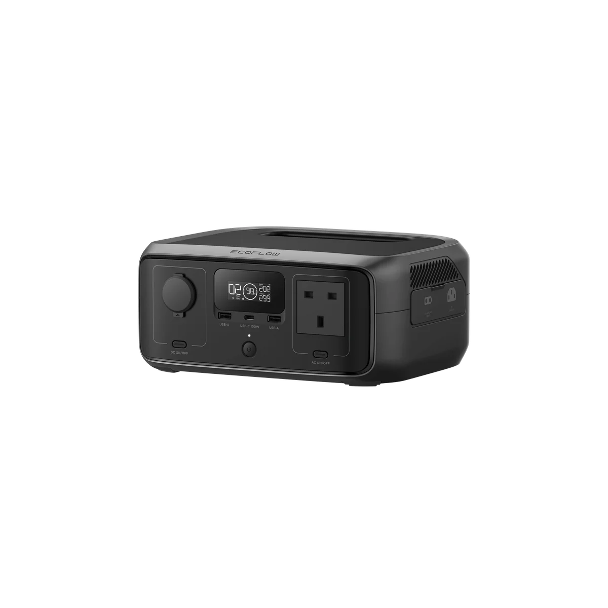 EcoFlow RIVER 3 (UPS) — Manufacturer gallery model illustration (UK-style outlets); delivered hardware may differ.