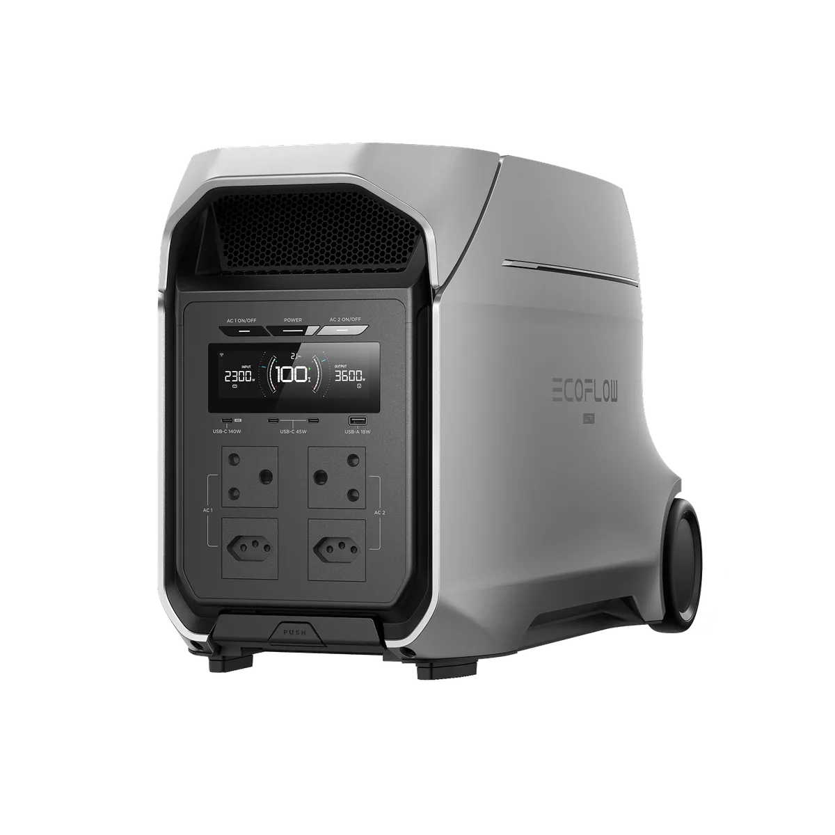 EcoFlow DELTA 3 Ultra Plus — Manufacturer gallery model illustration (ZA-style outlets); delivered hardware may differ.